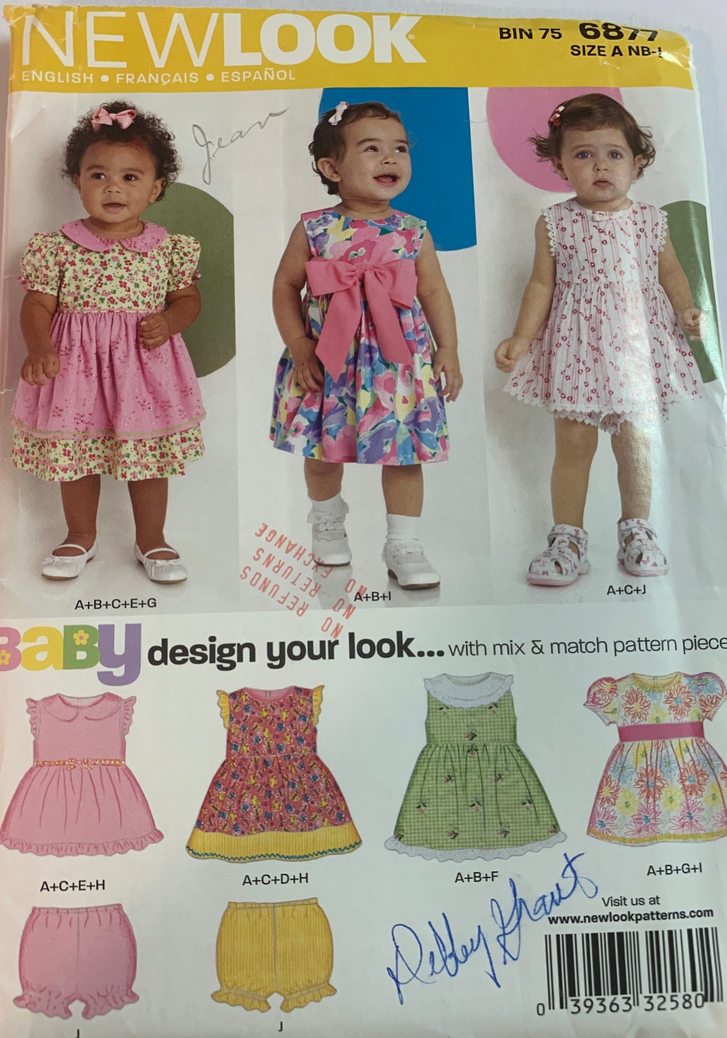 Simplicity New Look Sewing Pattern 6877 Infants/Girls'/Toddlers' Dress, Top, Shorts, Elastic Waist, Short Sleeves, Sleeveless, Size 7-24 Pounds, Uncut, 2012