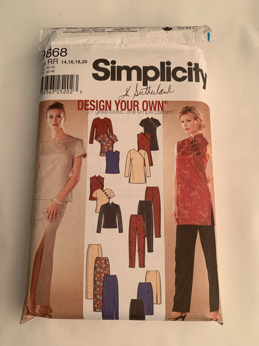 Simplicity Sewing Pattern 9868 Misses'/Miss Petite, Skirt, Top, Pants, Tunic, Long/Short Sleeves, Zipper Back, Size 14-20, Cut, 2001