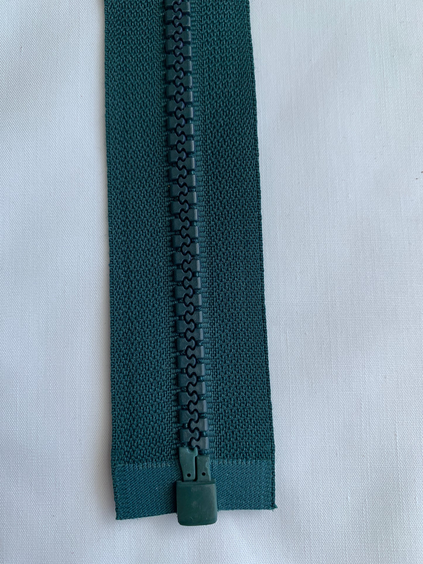 Molded Plastic Zipper, Separating, 22 Inch, Forest Green Color, Black Pull, New 