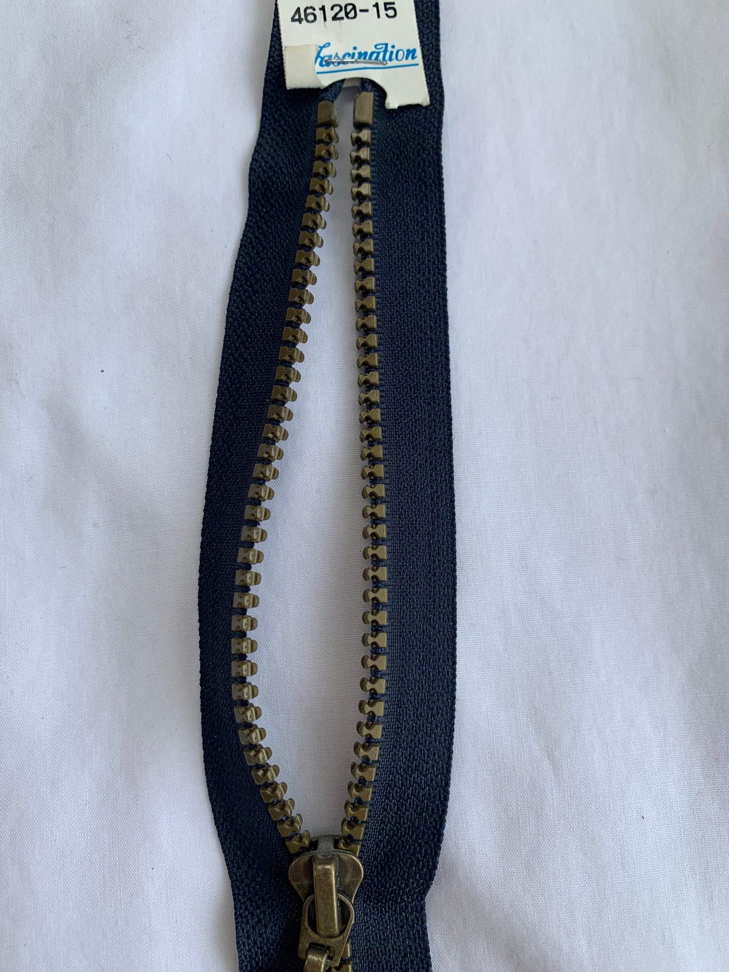 Molded Plastic Zipper, Separating, 12 Inch, Navy Blue Color, New 