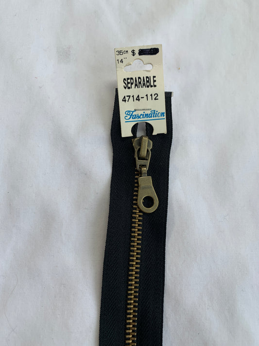 Metal Zipper, Separating, 14 Inch, Black Color, New
Success