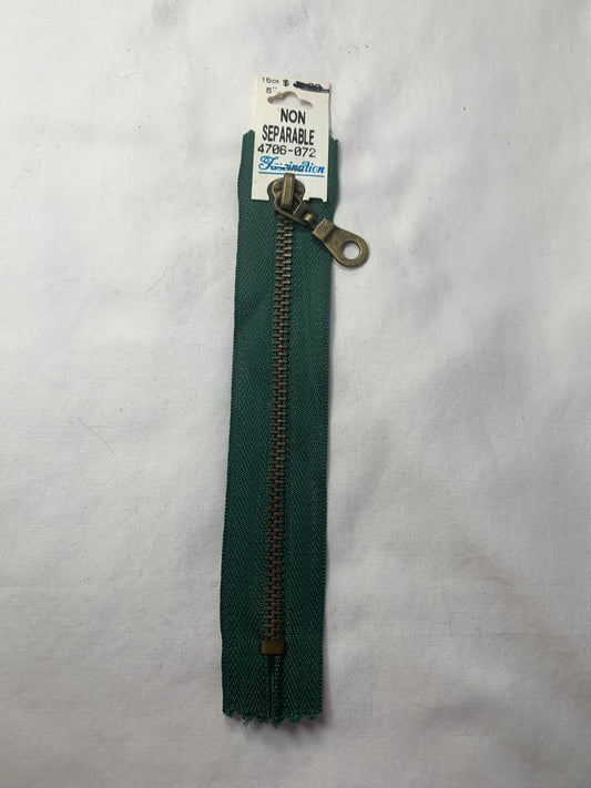 Metal Zipper, Separating, 6 Inch, Lawn Green Color, New