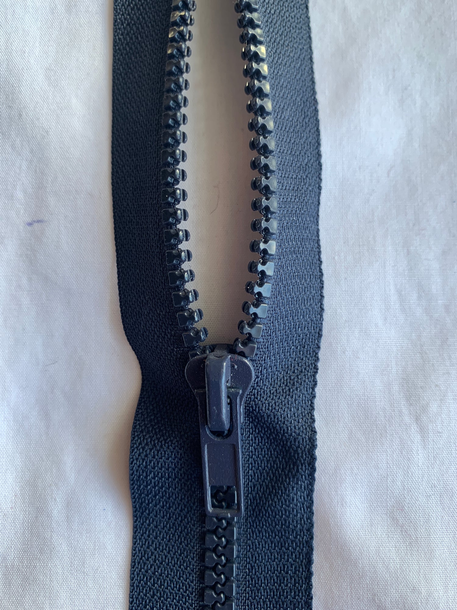 Molded Plastic Zipper, Separating, 22 Inch, Navy Blue Color, New