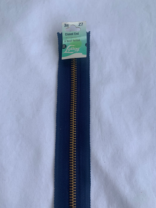 Metal Zipper, Non-Separating, 6 Inch, Navy Blue Color, New