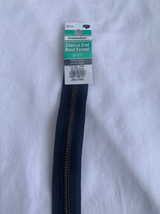 Metal Zipper, Non-Separating, 6 Inch, Navy Blue Color, New