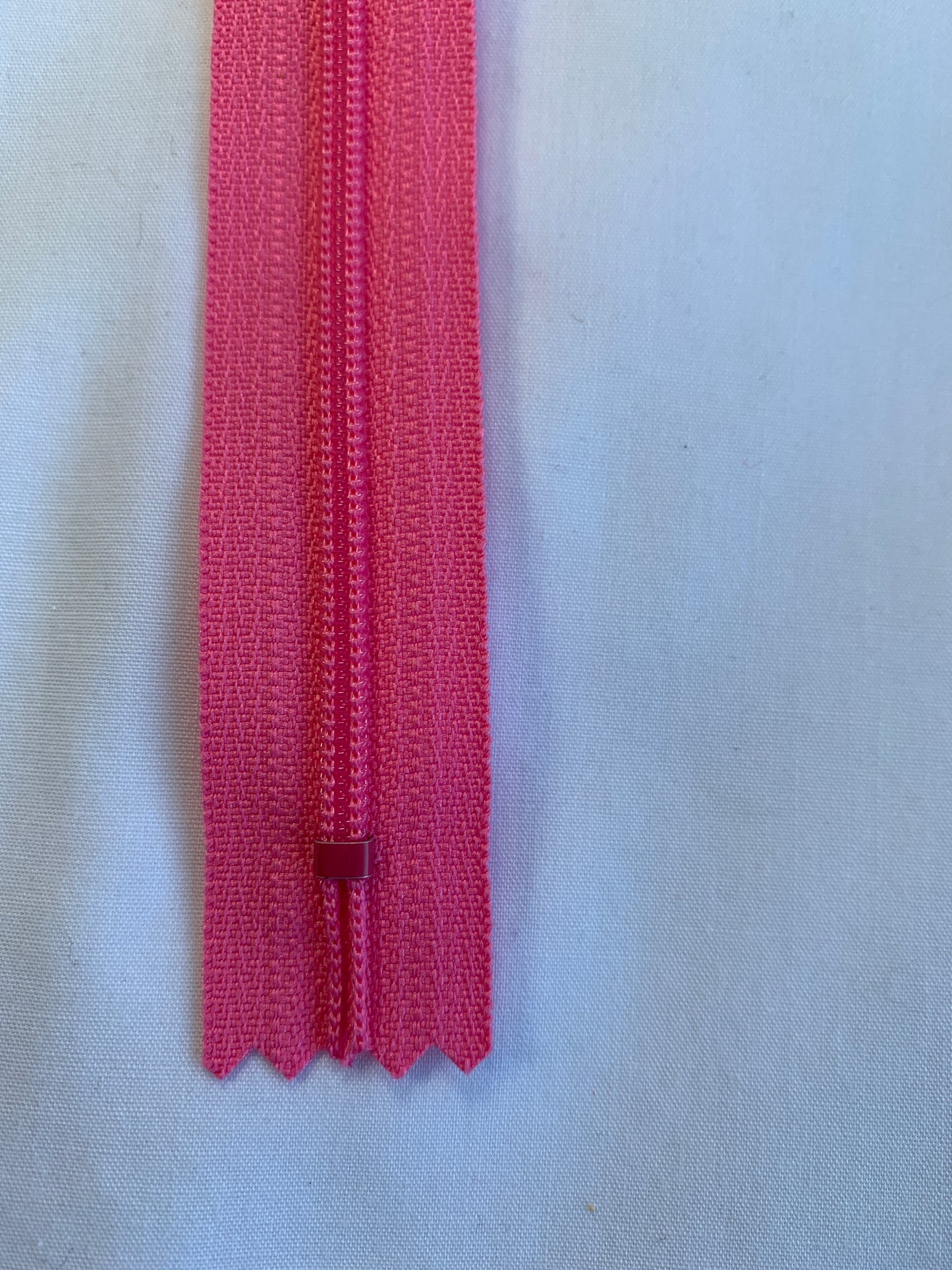 14 Inch Non-Separating Zipper, Pink, Molded Plastic, New