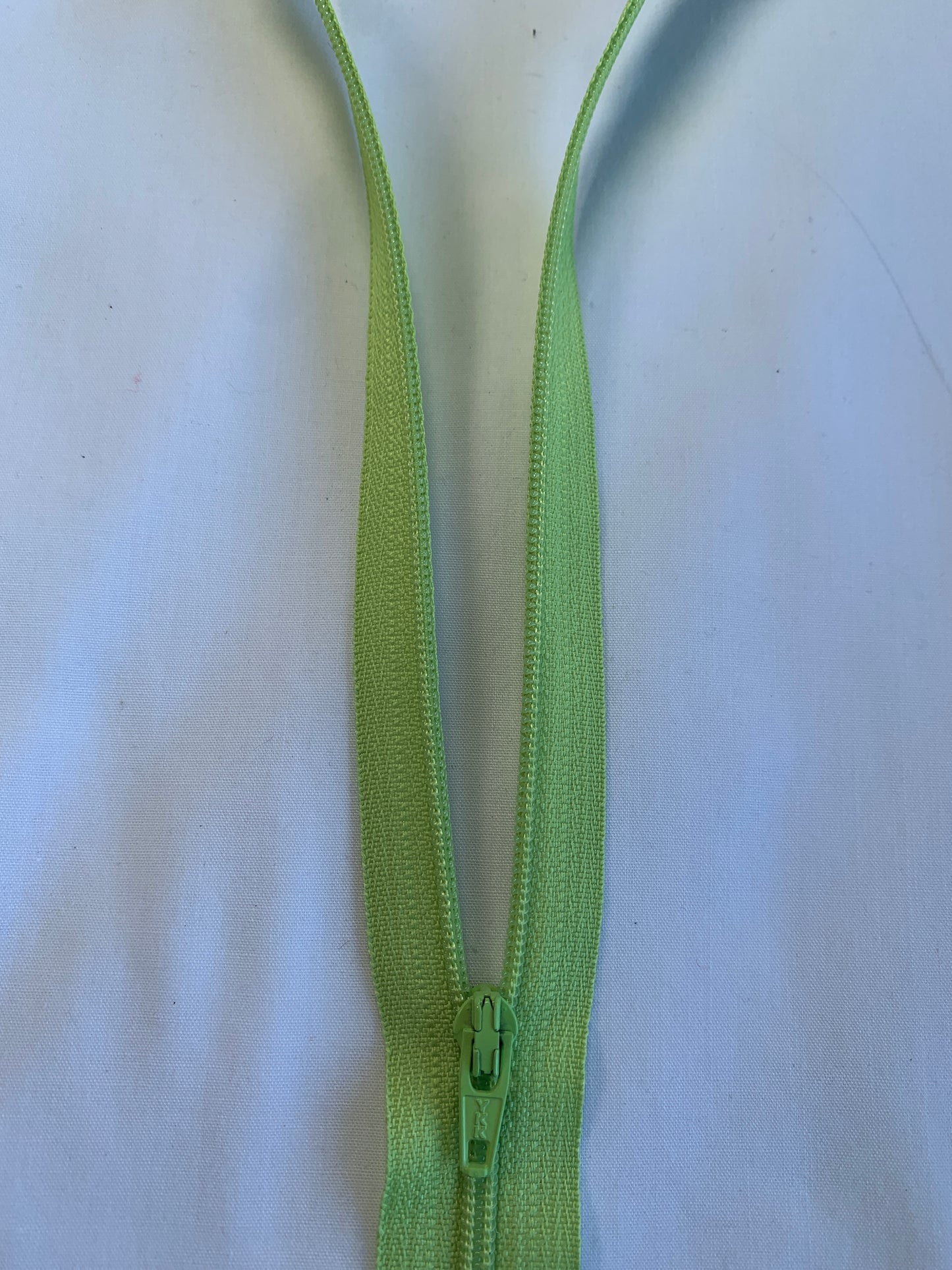 14 Inch Non-Separating Zipper, Lime Green, Molded Plastic, New