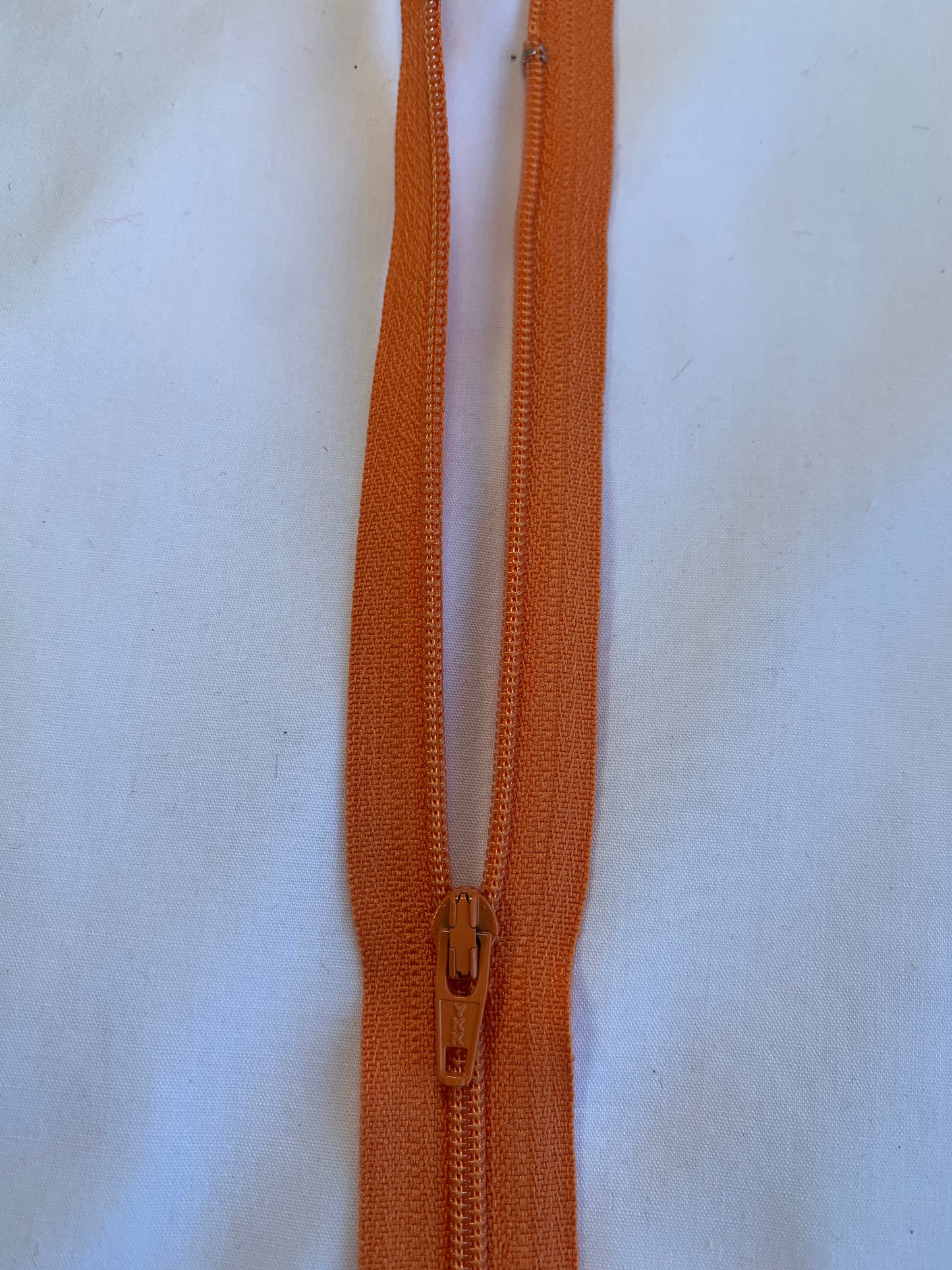 14 Inch Non-Separating Zipper, Orange, Molded Plastic, New