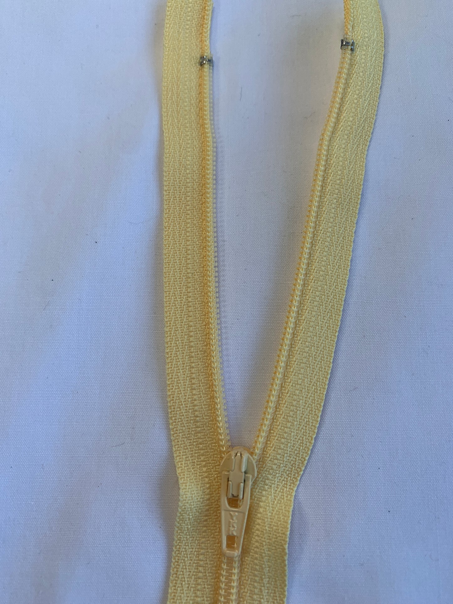 14 Inch Non-Separating Zipper, Banana Yellow, Molded Plastic, New