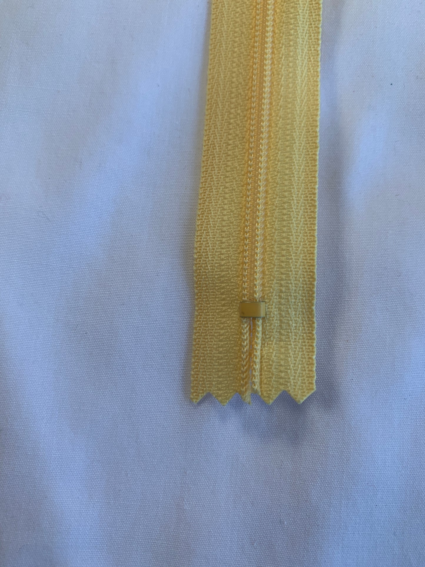 14 Inch Non-Separating Zipper, Banana Yellow, Molded Plastic, New