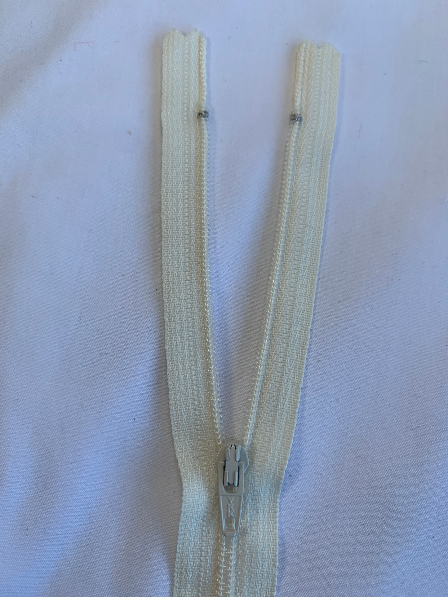 14 Inch Non-Separating Zipper, Ivory, Molded Plastic, New