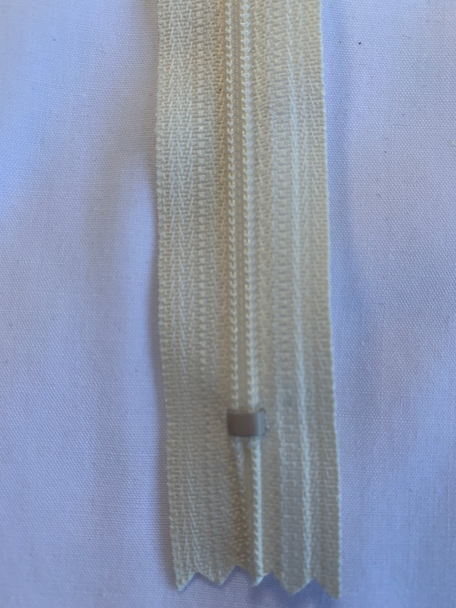 14 Inch Non-Separating Zipper, Ivory, Molded Plastic, New