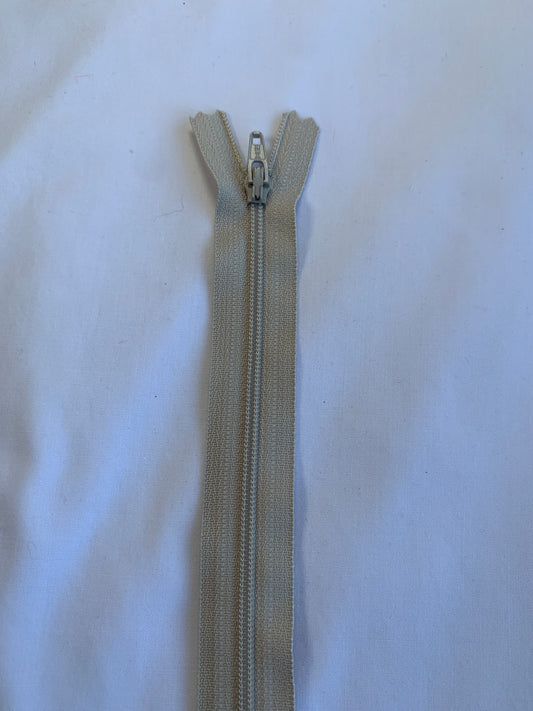 14 Inch Non-Separating Zipper Beige, Molded Plastic, New