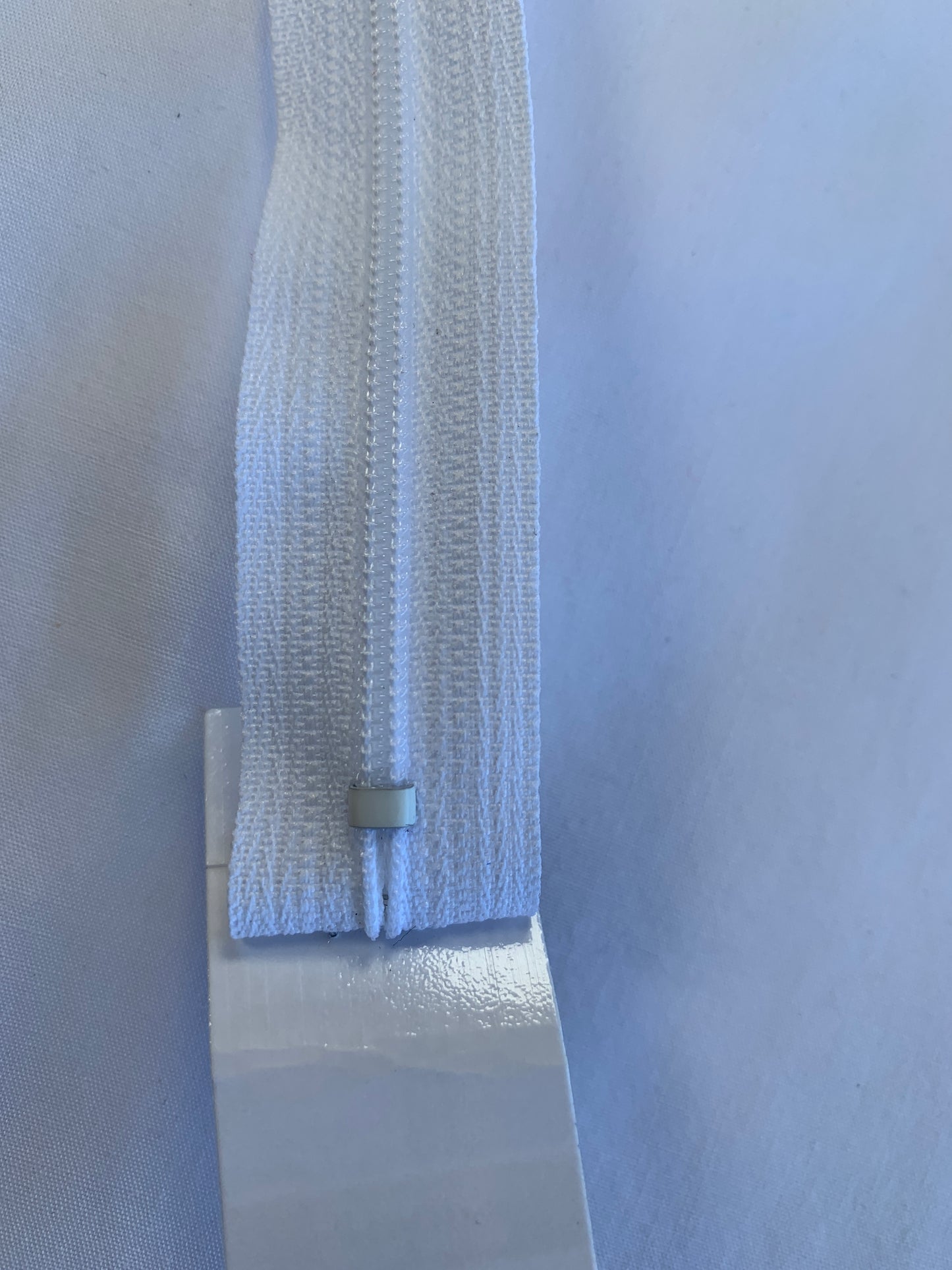 14 Inch Non-Separating Zipper, White, Molded Plastic, New