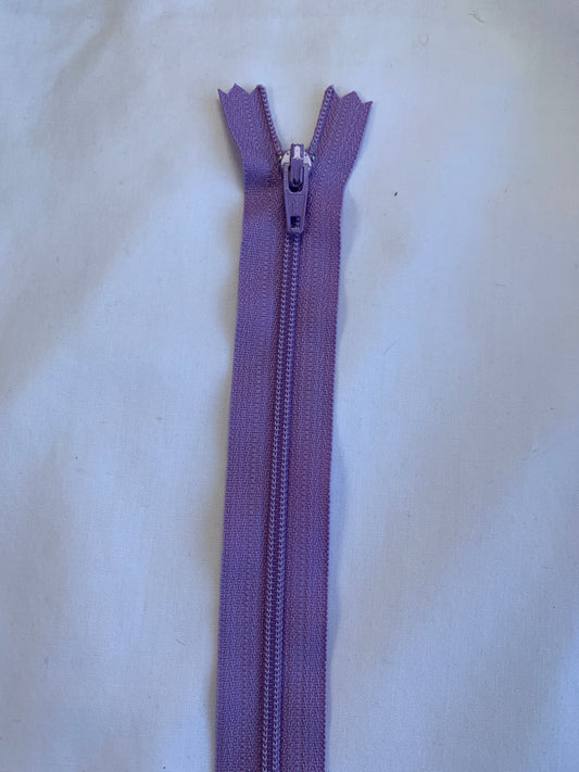 14 Inch Non-Separating Zipper, Mauve, Molded Plastic, New