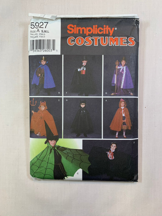 Simplicity sewing Pattern 5927 Child's/Boys'/Girls' 8 Various Costumes Devil, Witch, Vampire, Magician, King, Wizard, Batman, Halloween, Dress-Up, Size 3-8, Cut, 2002