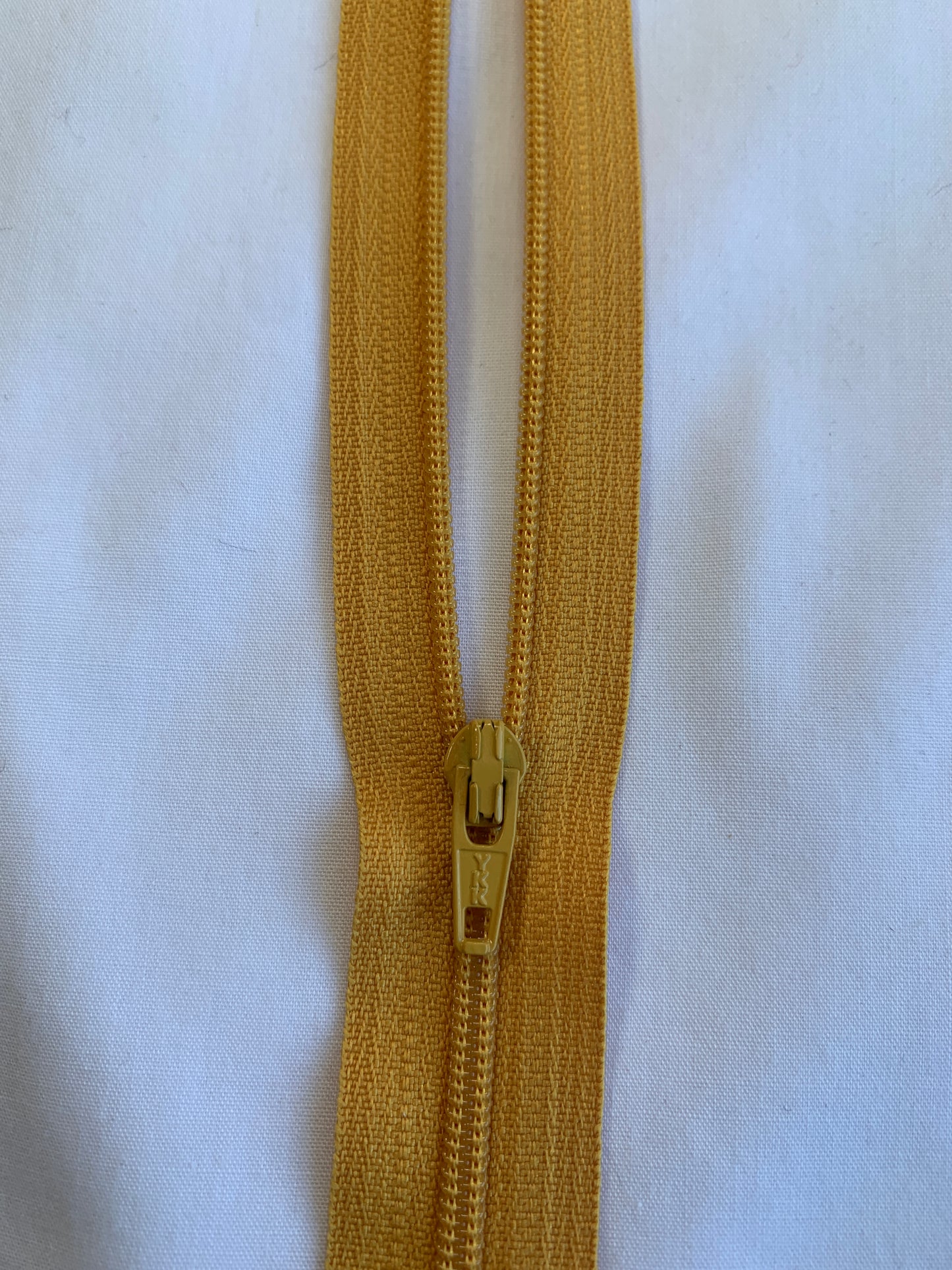 14 Inch Non-Separating Zipper, Mango Yellow, Molded Plastic, New