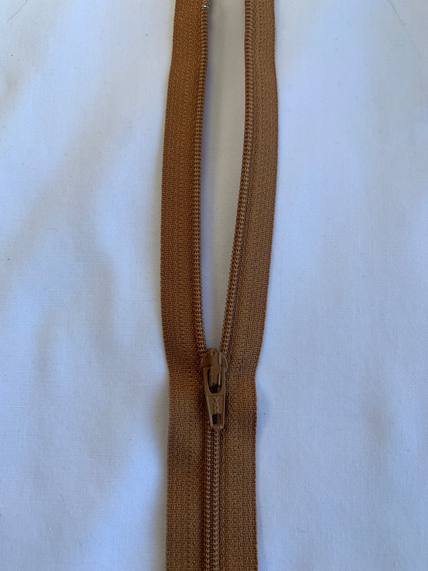 14 Inch Non-Separating Zipper, Bronze Brown, Molded Plastic, New