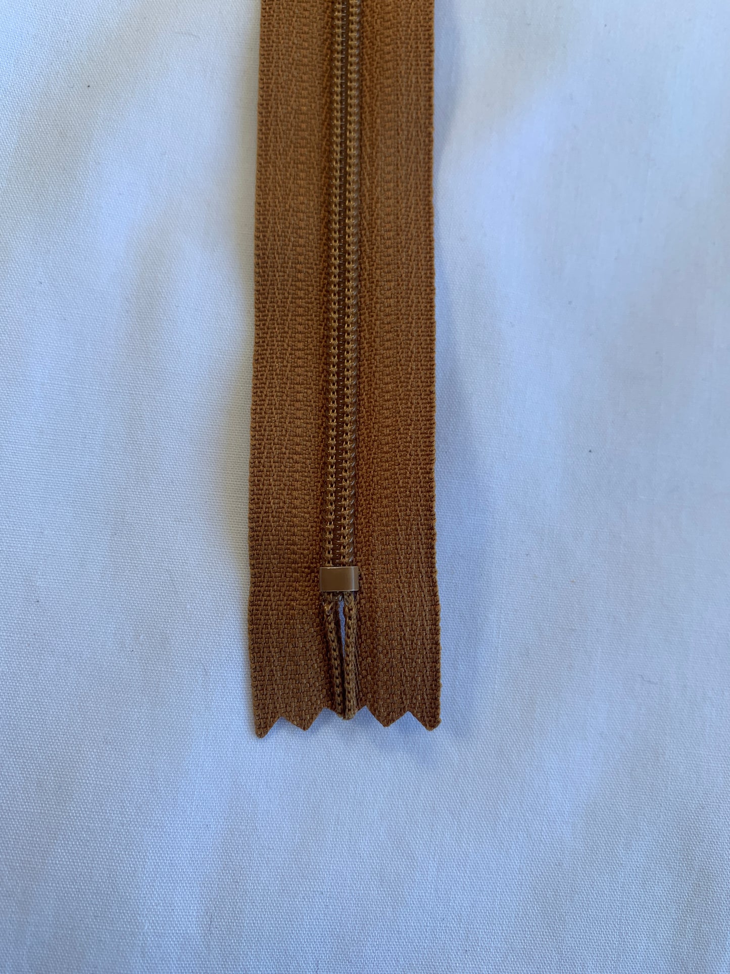14 Inch Non-Separating Zipper, Bronze Brown, Molded Plastic, New