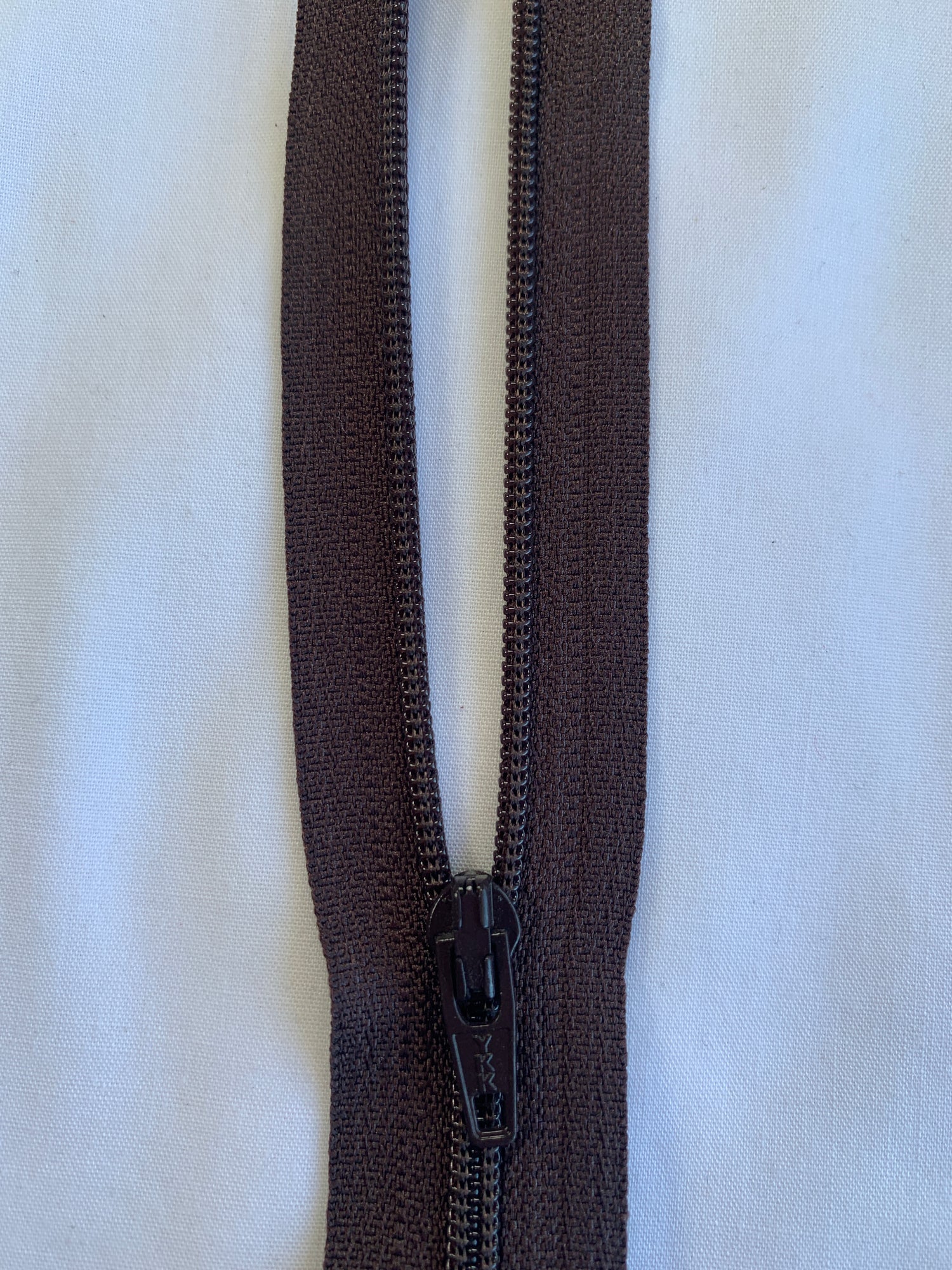 14 Inch Non-Separating Zipper, Walnut Brown, Molded Plastic, New