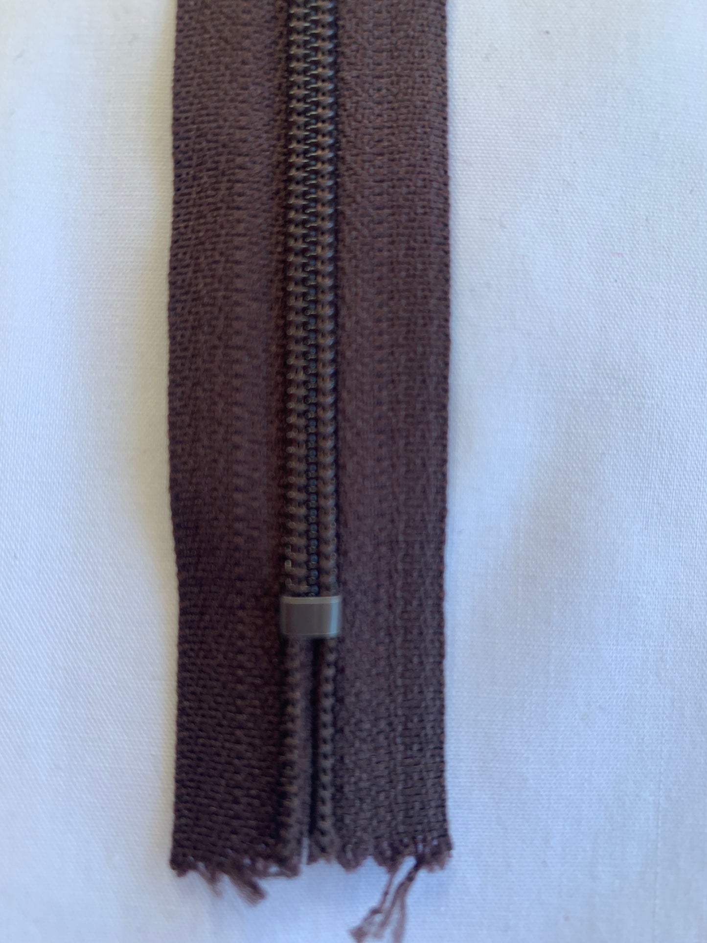 14 Inch Non-Separating Zipper, Walnut Brown, Molded Plastic, New