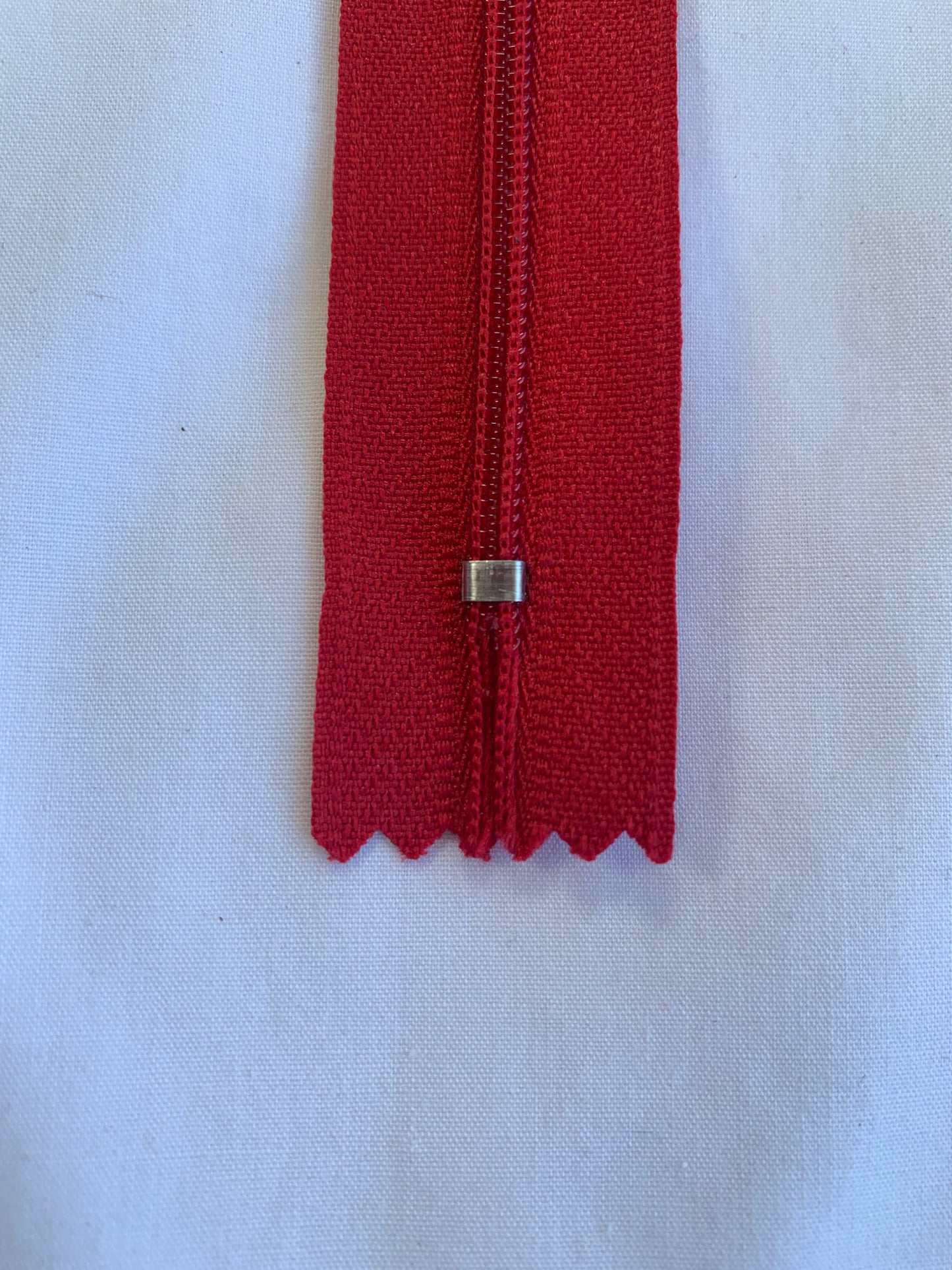 14 Inch Non-Separating Zipper, Scarlet Red, Molded Plastic, New