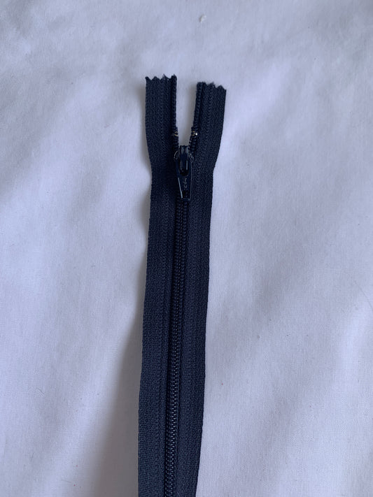 14 Inch Non-Separating Zipper, Midnight Blue, Molded Plastic, New