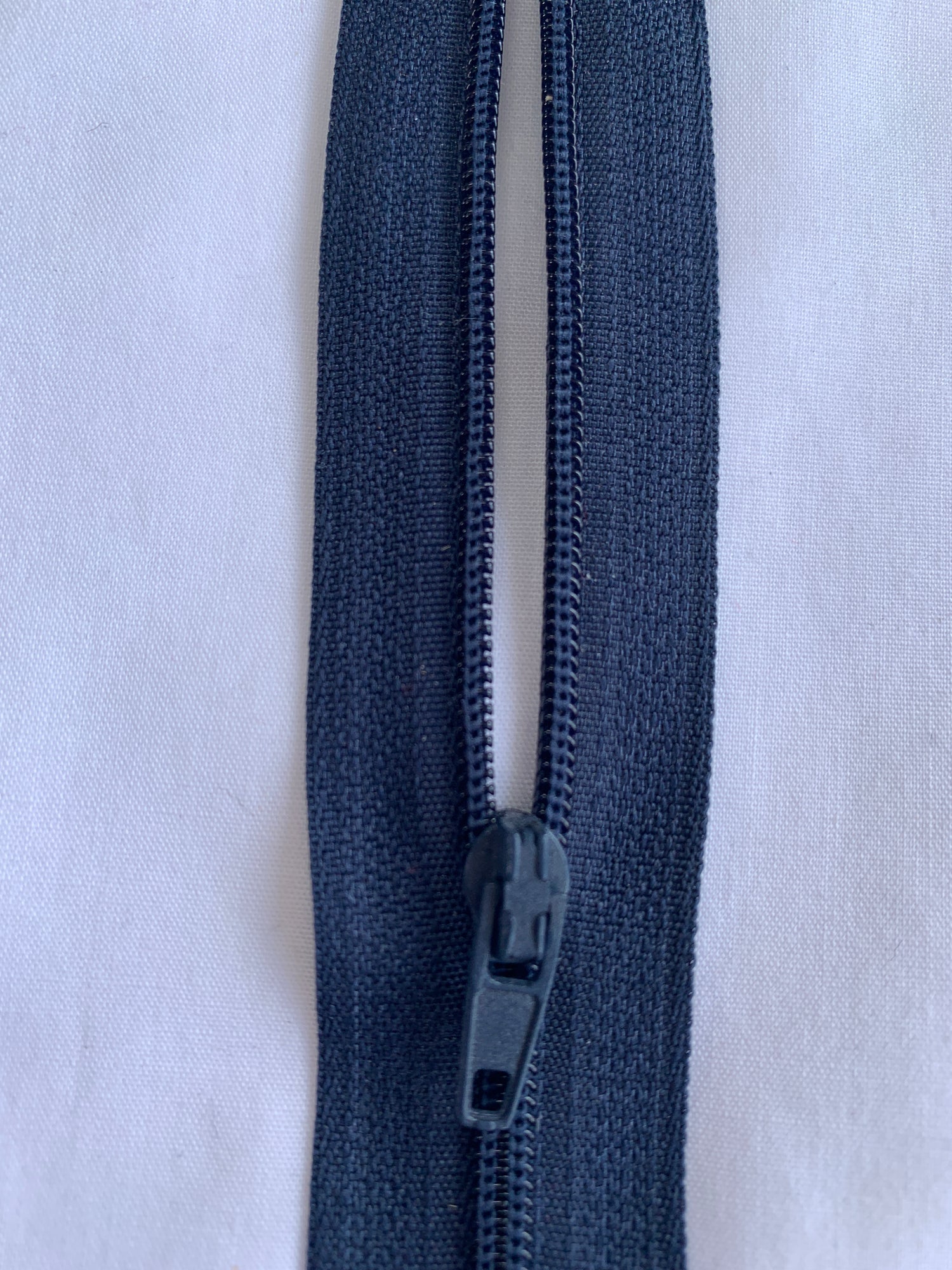 14 Inch Non-Separating Zipper, Indigo Blue, Molded Plastic, New