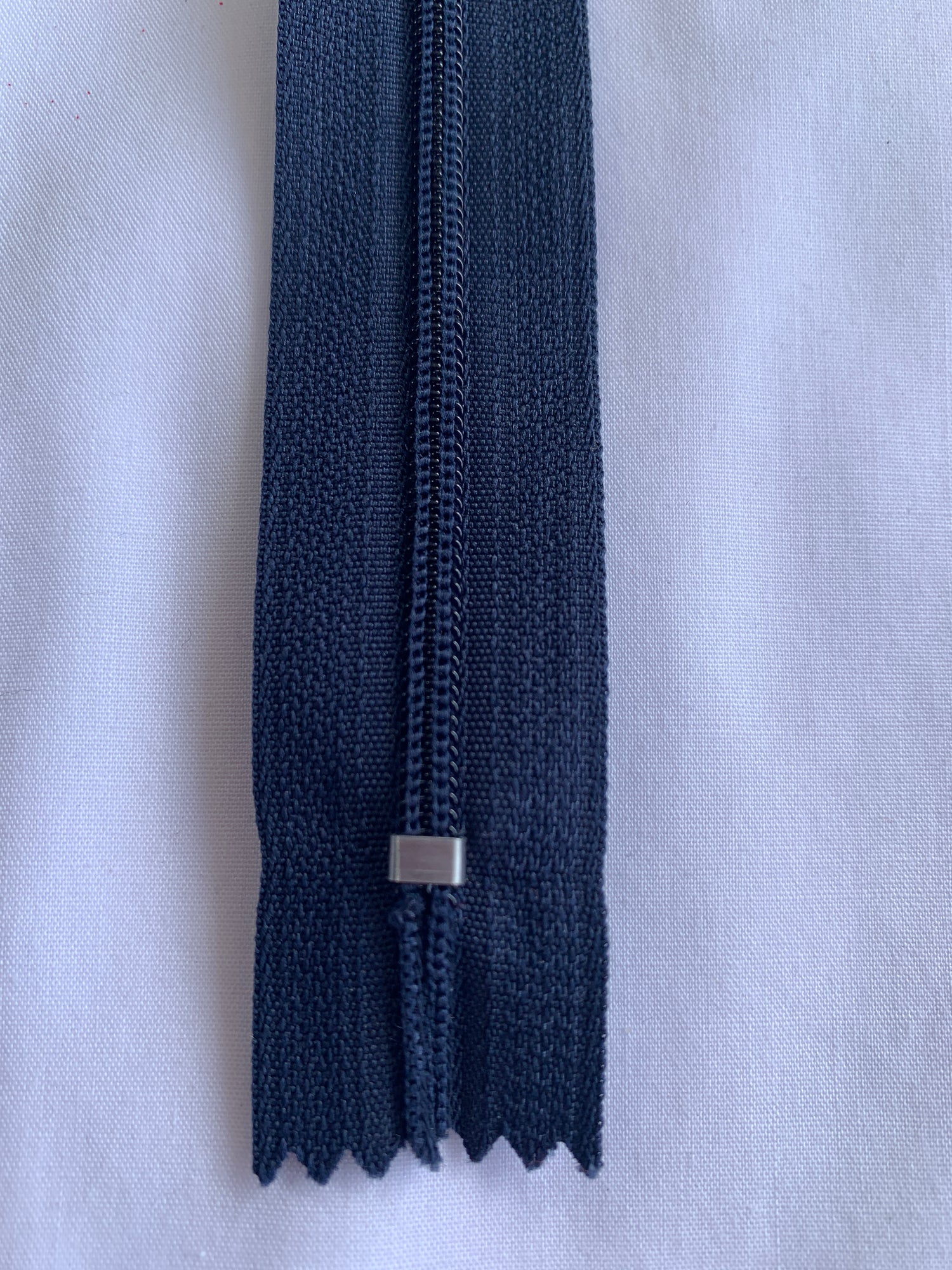 14 Inch Non-Separating Zipper, Indigo Blue, Molded Plastic, New