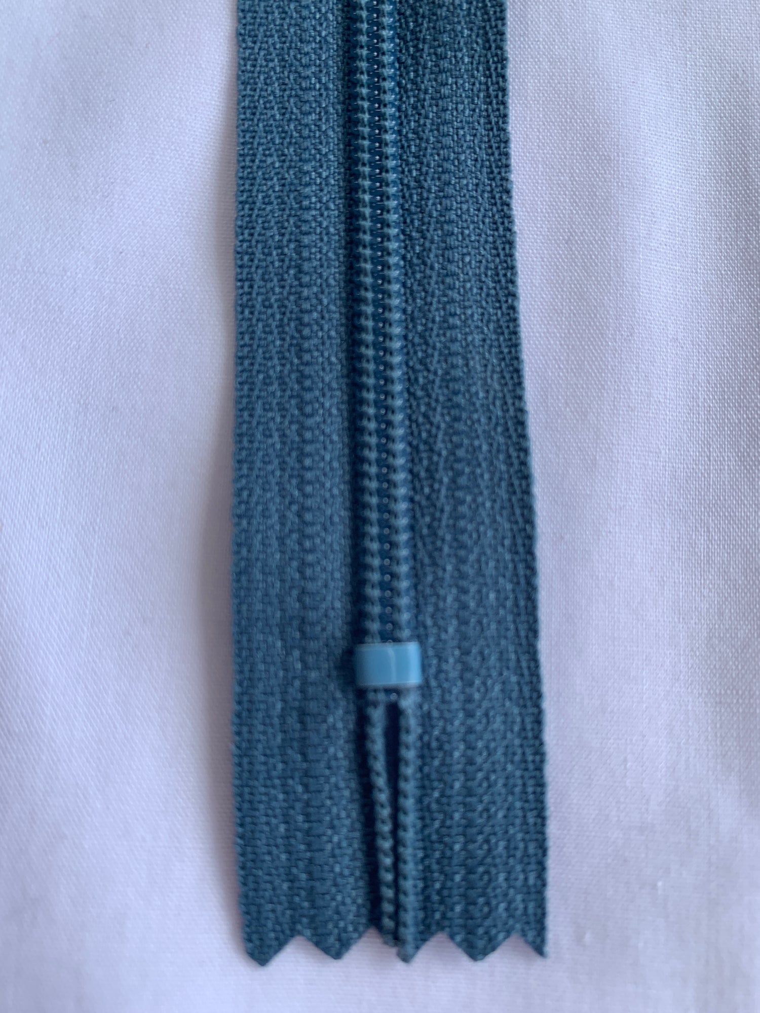 14 Inch Non-Separating Zipper, Air Force Blue, Molded Plastic, New