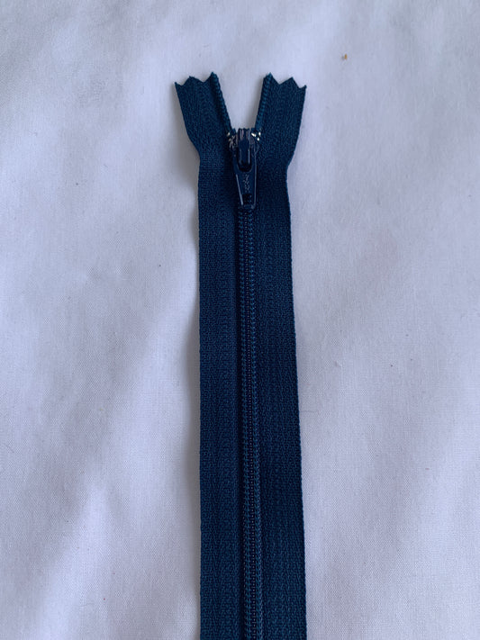 14 Inch Non-Separating Zipper, Midnight Blue, Molded Plastic, New