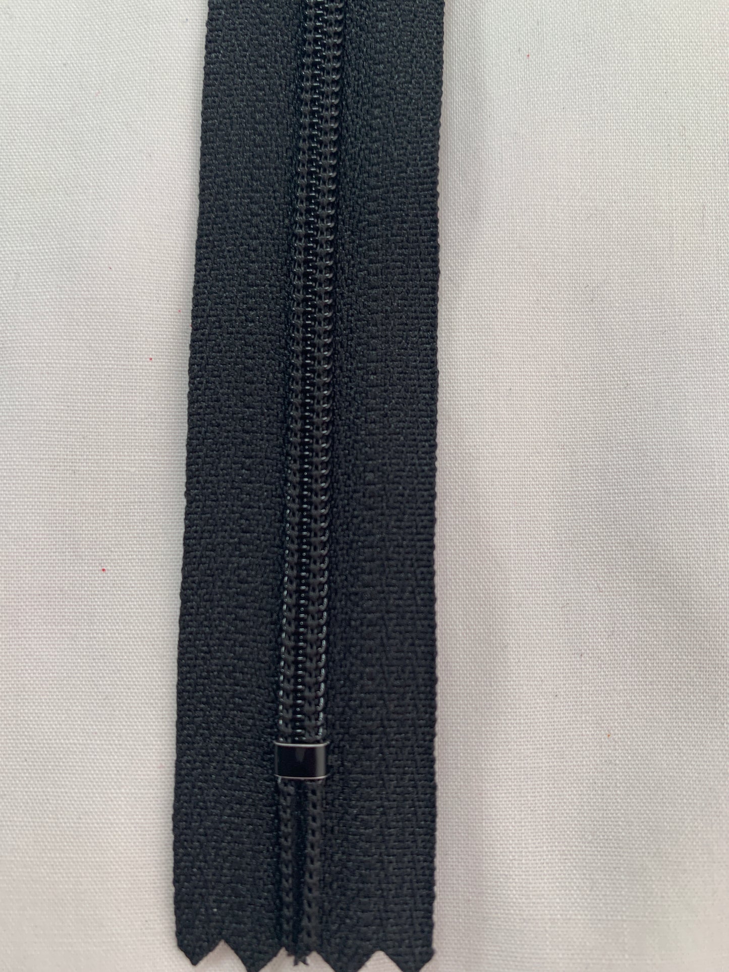 14 Inch Non-Separating Zipper, Black, Molded Plastic, New