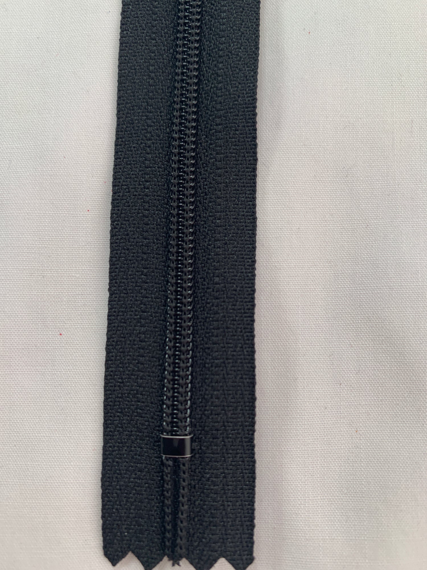 14 Inch Non-Separating Zipper, Black, Molded Plastic, New