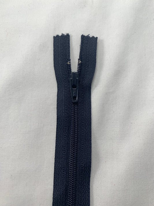 16 Inch Non-Separating Zipper, Midnight Blue, Molded Plastic, New