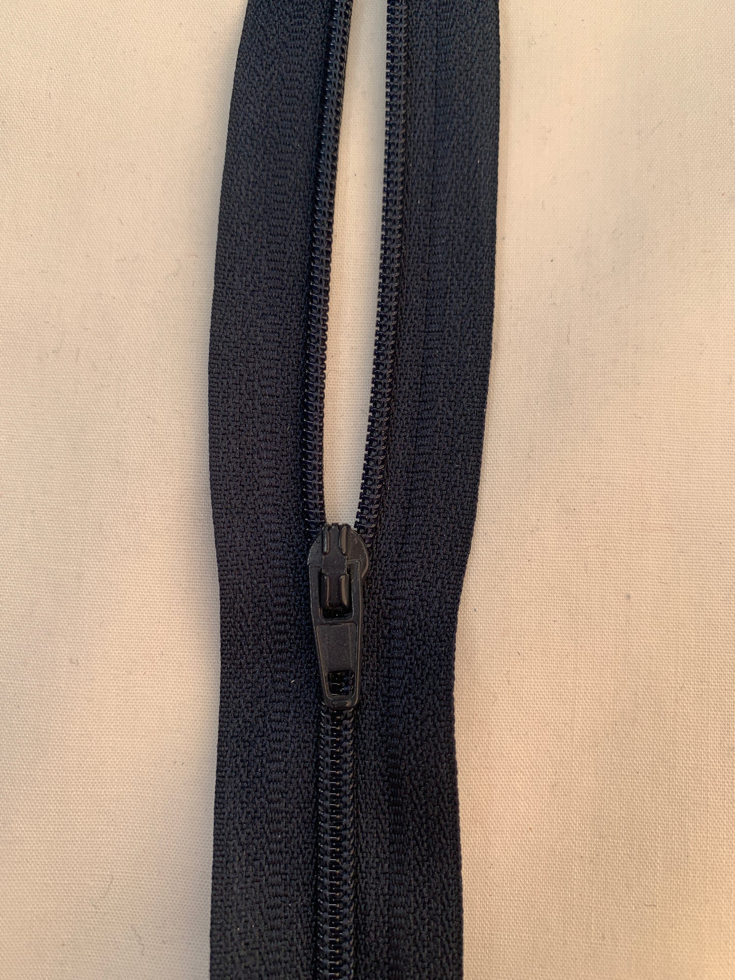12 Inch Non-Separating Zipper, Navy Blue Molded Plastic, New