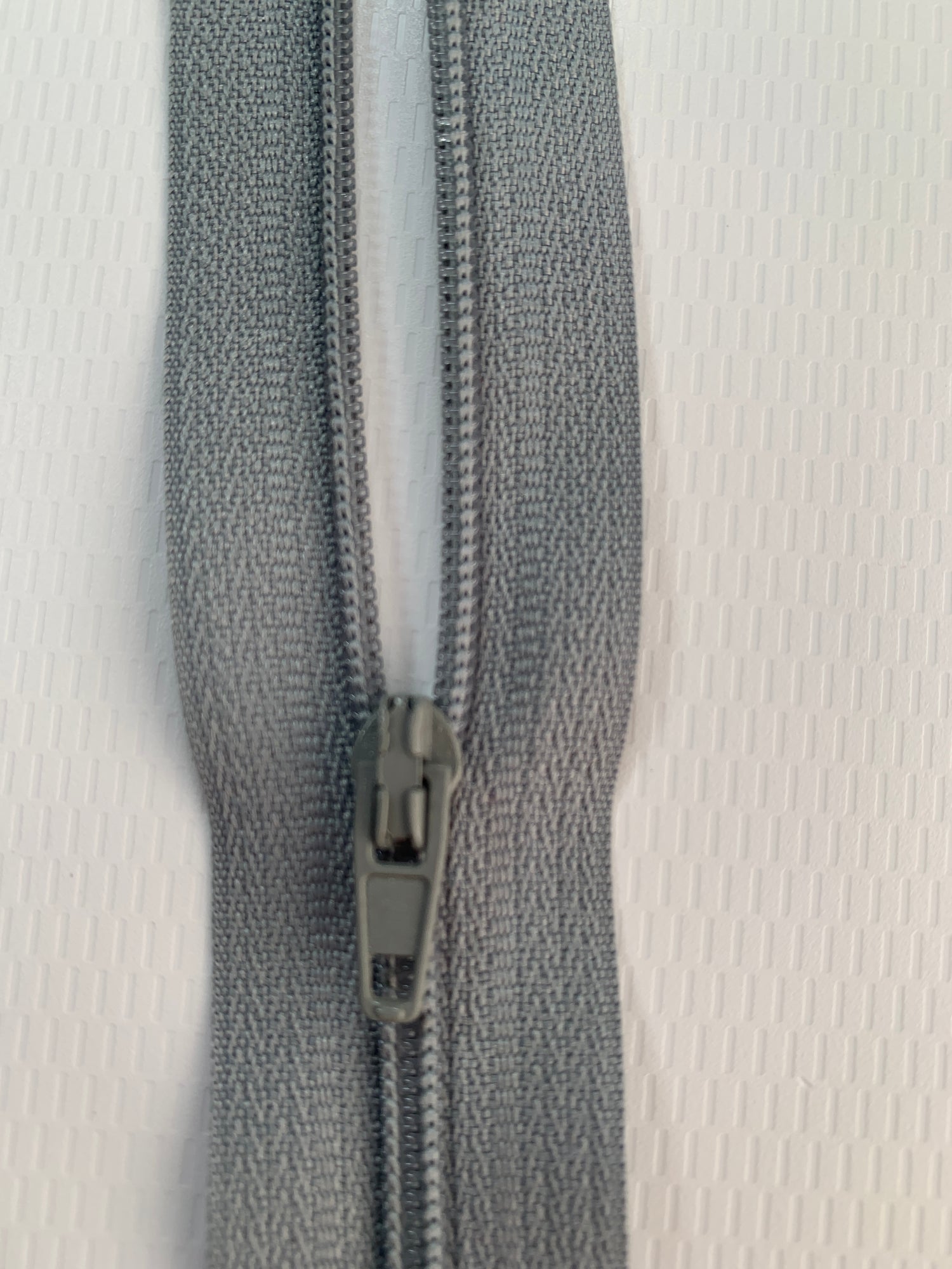 9 Inch Non-Separating Zipper, Cadet Gray, Molded Plastic, New 