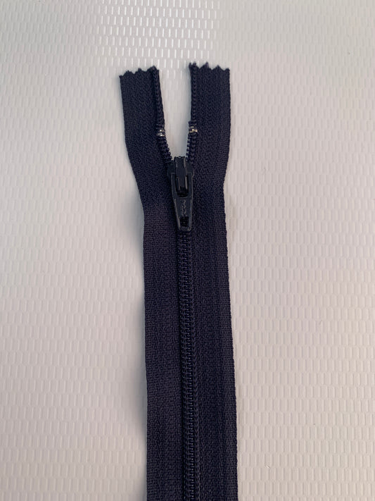 7 Inch Non-Separating Zipper, Navy Blue, Molded Plastic, New
