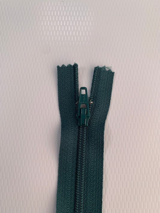 7 Inch Non-Separating Zipper, Sea Green, Molded Plastic, New