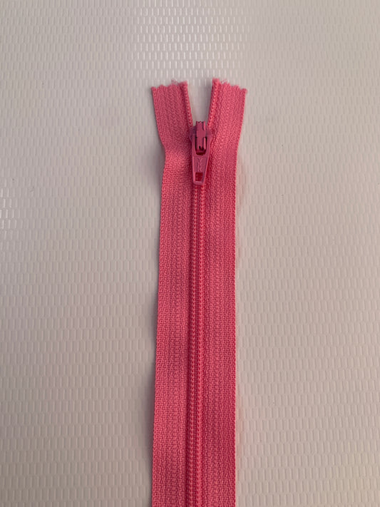 7 Inch Non-Separating Zipper, Pink, Molded Plastic, New