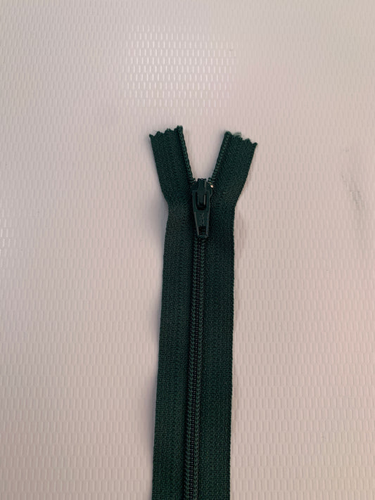 7 Inch Non-Separating Zipper, Grass Green, Molded Plastic, New