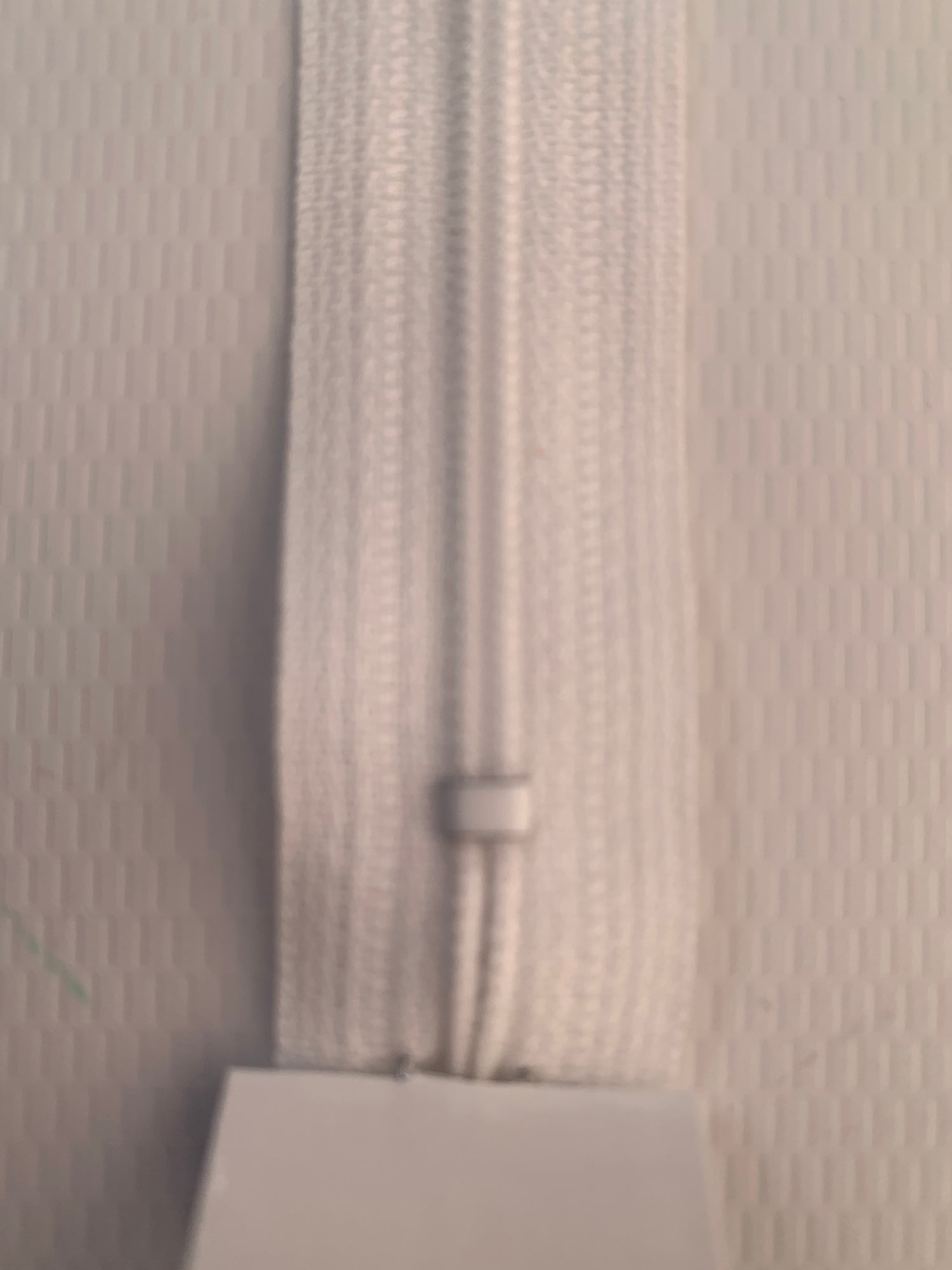 8 Inch Non-Separating Zipper, White, Molded Plastic, New