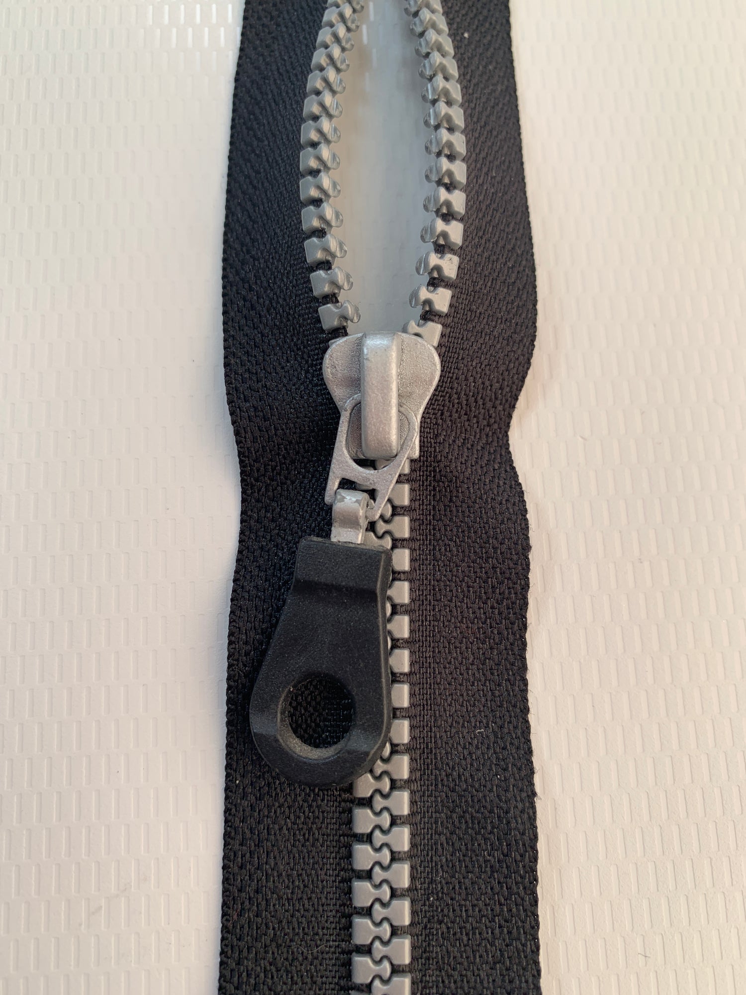 6 Inch Non-Separating Zipper, Black, Molded Plastic, New