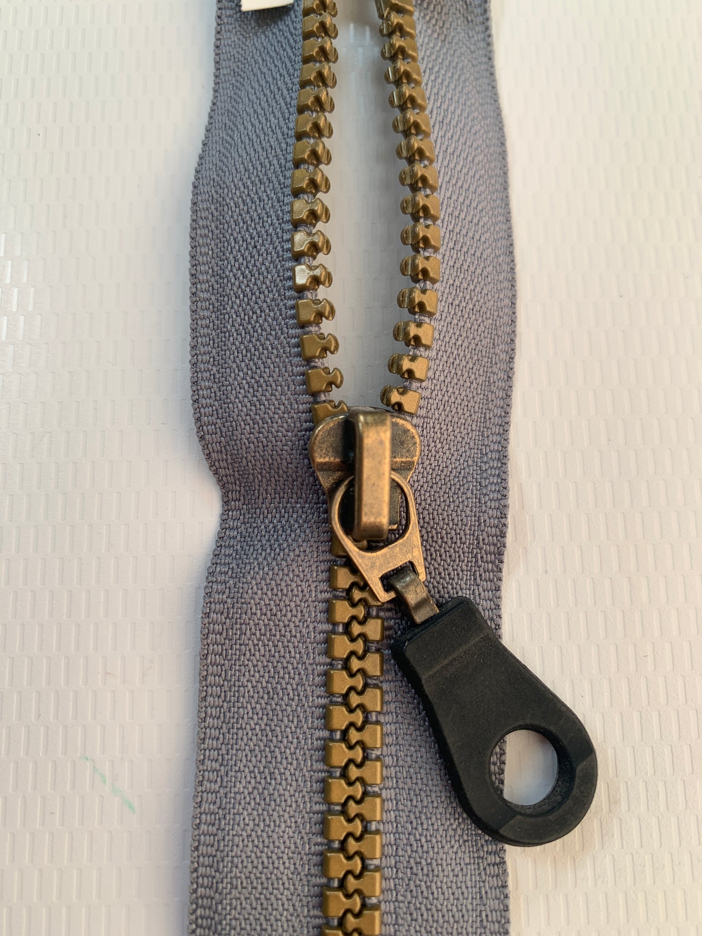 6 Inch Non-Separating Zipper, Medium Gray, Molded Plastic, New