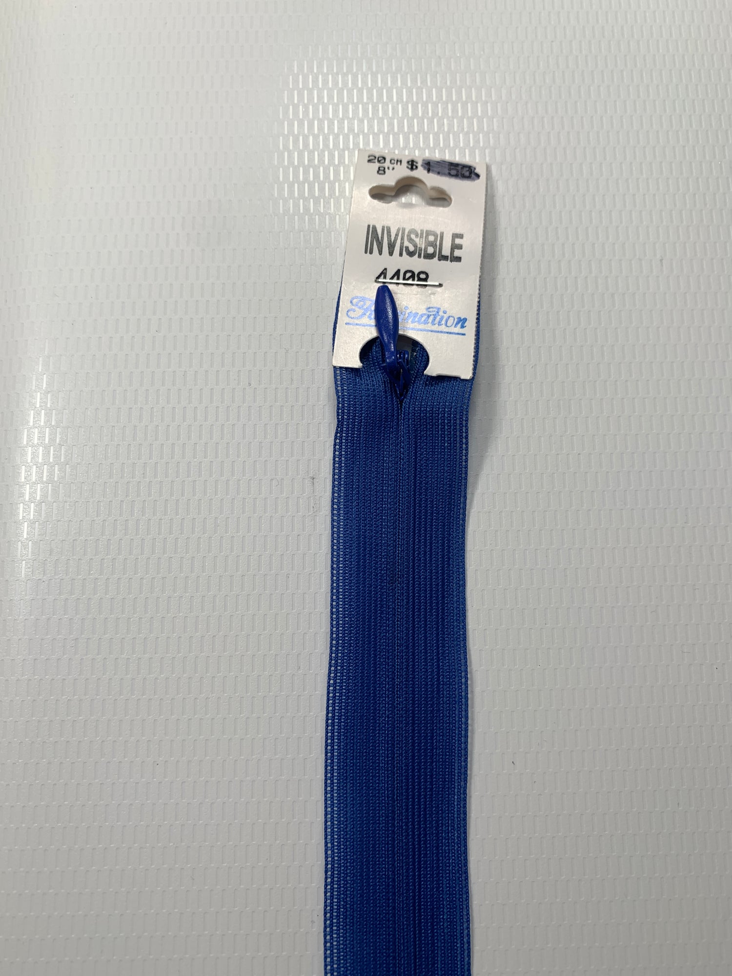 8 Inch Invisible Non-Separating, Royal Blue, Plastic Zipper
