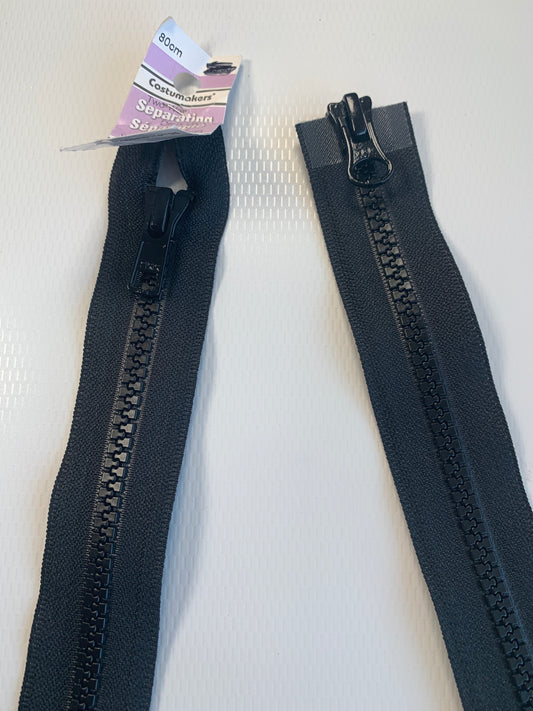 32 Inch Two-Way Plastic Molded Zipper, Black