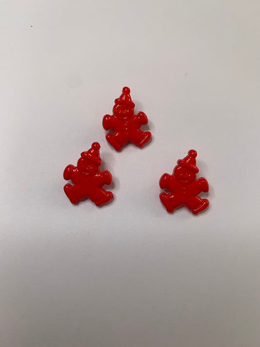 Vintage Novelty 3 Gingerbread Men, Buttons, Shank, Orange, 1.7cm, New/Old Stock