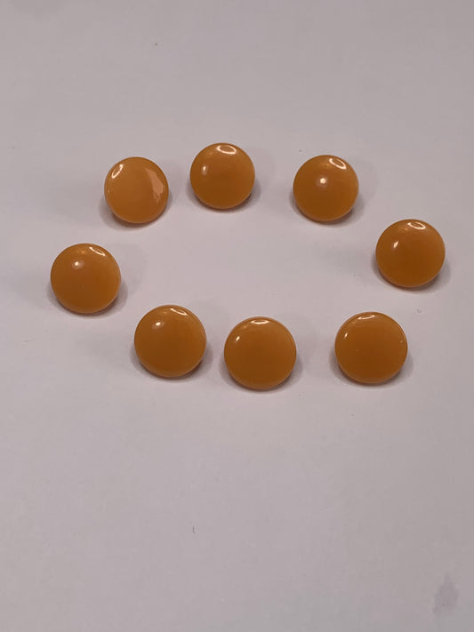Vintage Novelty 8 Small Round Buttons, Shank, Orange, 1.1cm, New/Old Stock