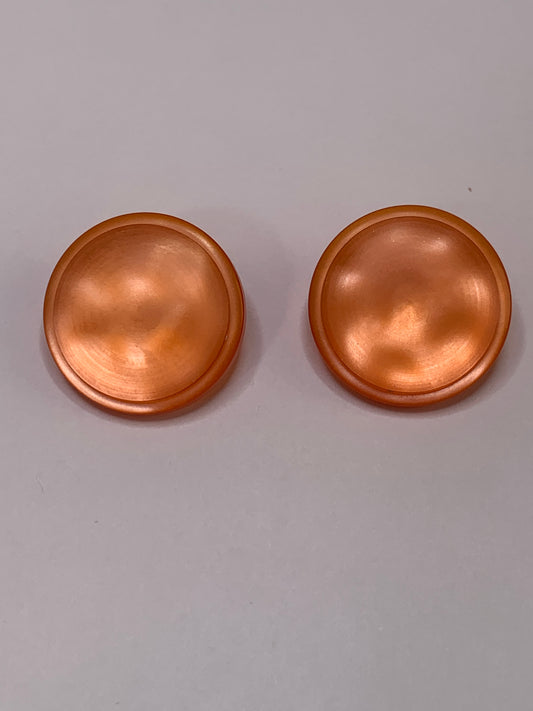 Vintage 2 Medium Round Buttons, Shank, Orange, 2cm, New/Old Stock