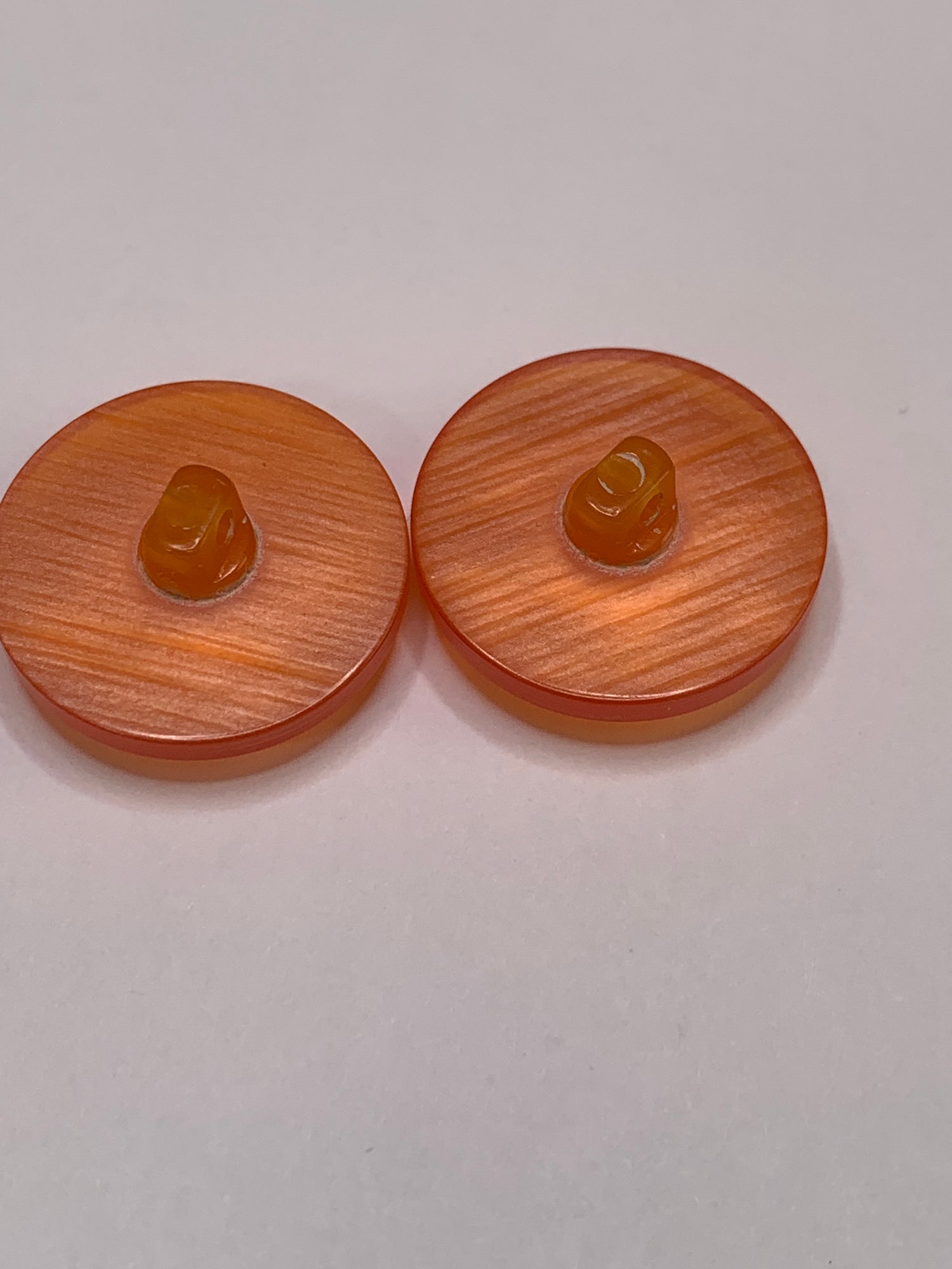 Vintage 2 Medium Round Buttons, Shank, Orange, 2cm, New/Old Stock