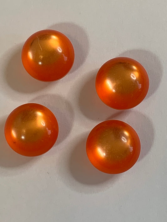 Vintage 4 Small Round Buttons, Shank, Orange, 1cm, New/Old Stock